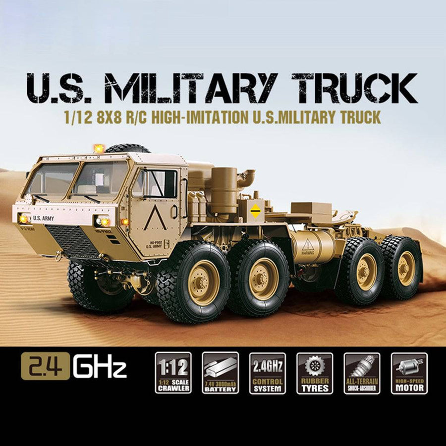 Stirlingkit HG 1:12 8 x 8 R/C 2.4G Electric RC Militray Truck Model All Terrin Truck Kit - Sound and Light Version