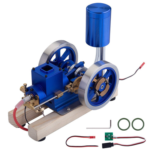 Stirlingkit Hit & Miss Gas Model Engine with Wooden Base Fuel Tank Water Cooled ICE Engine