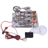Stirlingkit Hot Air 2 Cylinders Stirling Engine Model with Voltage Digital Display Meter Led Bulb Sterling Generator, view 2