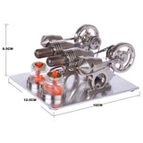 Stirlingkit Hot Air 2 Cylinders Stirling Engine Model with Voltage Digital Display Meter Led Bulb Sterling Generator, view 4