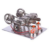 Stirlingkit Hot Air 2 Cylinders Stirling Engine Model with Voltage Digital Display Meter Led Bulb Sterling Generator, view 5