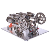 Stirlingkit Hot Air 2 Cylinders Stirling Engine Model with Voltage Digital Display Meter Led Bulb Sterling Generator, view 6