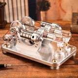 Stirlingkit Hot Air Stirling Engine 2-Cylinder LED Flywheels Education Toy Electricity Power Generator, view 2