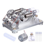 Stirlingkit Hot Air Stirling Engine 2-Cylinder LED Flywheels Education Toy Electricity Power Generator, view 3