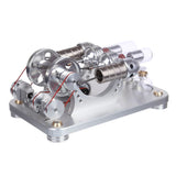 Stirlingkit Hot Air Stirling Engine 2-Cylinder LED Flywheels Education Toy Electricity Power Generator, view 4
