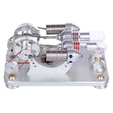 Stirlingkit Hot Air Stirling Engine 2-Cylinder LED Flywheels Education Toy Electricity Power Generator, view 5