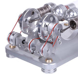 Stirlingkit Hot Air Stirling Engine 2-Cylinder LED Flywheels Education Toy Electricity Power Generator, view 6