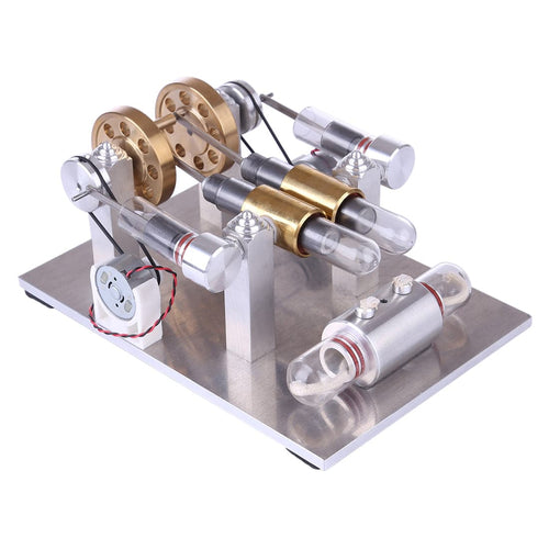 Stirlingkit Hot Air Stirling Engine High-Power Quartz Double-Cylinder Stirling Generator Model Toy