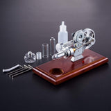 Stirlingkit Hot Air Stirling Engine Kit Education Toy With Brown Solid Wood Baseplate, view 2