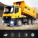 Stirlingkit Huina 1/14 2.4G 10CH RC Alloy Engineering DumpTruck Transportation Vehicle Model with Lighting Sound Effect, view 5