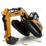 Stirlingkit Huina 1/14 3-in-1 Engineering Construction Vehicle Crusher Timber Grab Truck 2.4G RC Simulation Excavator Toy with Smoke LED Light Effect, view 4