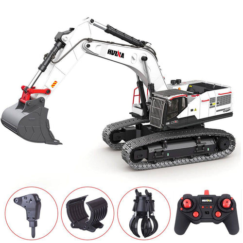 Stirlingkit HUINA 4-in-1 RC Alloy Remote Control Excavator Model Crusher Construction Vehicles Toys 1/14 22CH 2.4Ghz