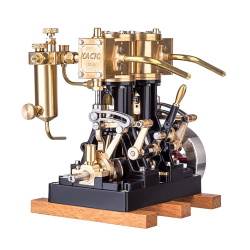 Stirlingkit KACIO LS2-14 Two Cylinders Reciprocating Retro Twin Steam Engine Model for 80cm+ Boat Ship (without Boiler)
