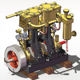 Stirlingkit KACIO LS2-14 Two Cylinders Reciprocating Retro Twin Steam Engine Model for 80cm+ Boat Ship (without Boiler), view 3