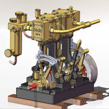 Stirlingkit KACIO LS2-14 Two Cylinders Reciprocating Retro Twin Steam Engine Model for 80cm+ Boat Ship (without Boiler), view 5