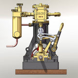 Stirlingkit KACIO LS2-14 Two Cylinders Reciprocating Retro Twin Steam Engine Model for 80cm+ Boat Ship (without Boiler), view 6