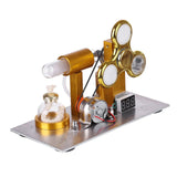 Stirlingkit L Shape Led Bulb Golden Stirling Engine Custom Model with Voltage Digital Display Meter Gyroscopes, view 2