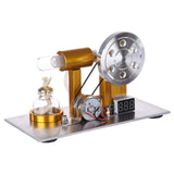 Stirlingkit L-Shaped Customized Golden Led Stirling Engine Model with Voltage Digital Display Meter, view 2