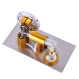 Stirlingkit L-Shaped Customized Golden Led Stirling Engine Model with Voltage Digital Display Meter, view 5