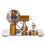 Stirlingkit L-Shaped Customized Golden Led Stirling Engine Model with Voltage Digital Display Meter, view 6