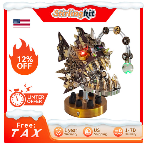 Stirlingkit Lantern Fish 3D DIY Steampunk Lanternfish Anglerfish Lamp3D Metal Model Kits 700PCS