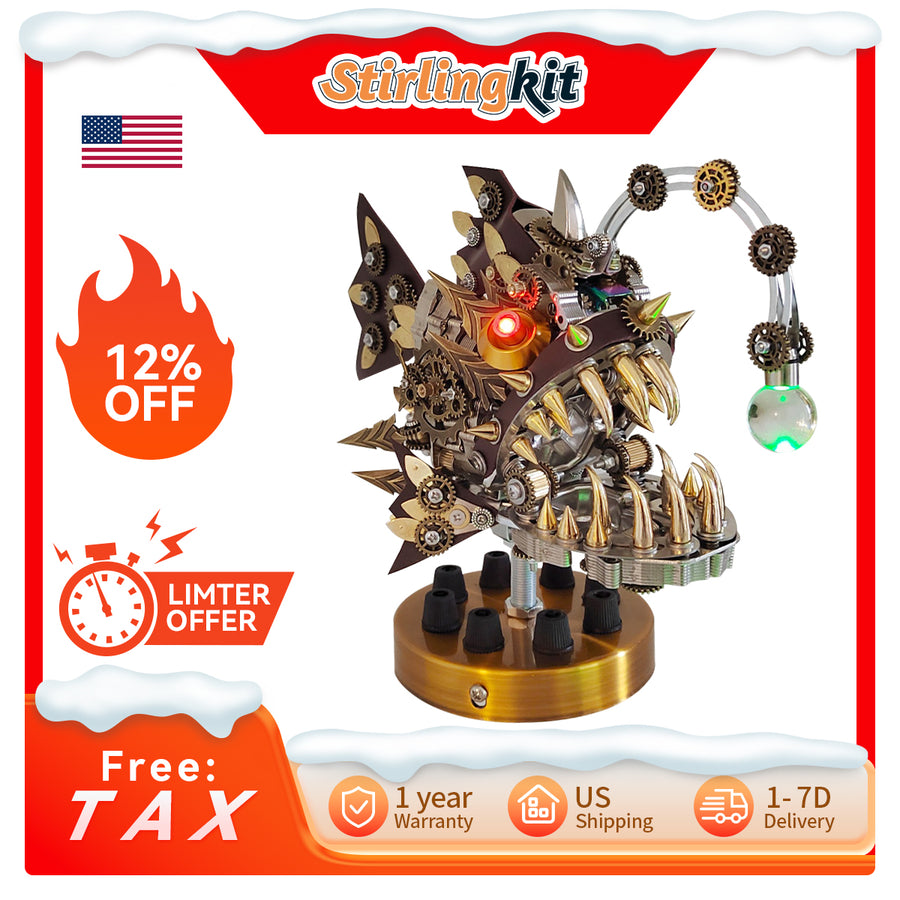 Stirlingkit Lantern Fish 3D DIY Steampunk Lanternfish Anglerfish Lamp3D Metal Model Kits 700PCS