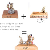 Stirlingkit M16 Wooden Base with Water Pump Upgrade Kit for M16C Mini Vertical Gasoline Engine, view 3