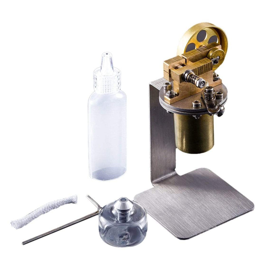 Stirlingkit Mini Hot Live Steam Engine Model All-metal Horizontal Single Cylinder DIY Stem Model Kit