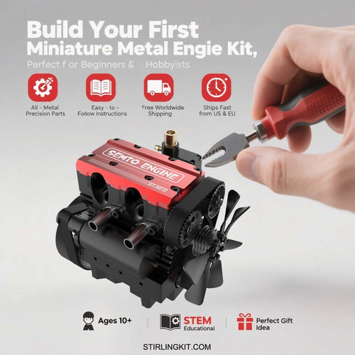 Miniature Metal Engine Model Kits for Beginner - Build Your First Engine Stirlingkit Must-have