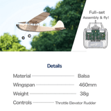 Stirlingkit MinimumRC L-19 Cessna RC Mini Fixed-Wing Aircraft Model 3CH Balsa Wood Monoplane Toy, view 6