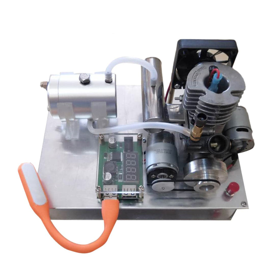 Stirlingkit Modified 2 Strokes Single Cylinder Aircooled Methanol Engine into 12V Generator Model Set