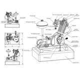 Stirlingkit MUSA Hoglet V1 Single-Cylinder 4-Stroke Kickstart Mini Gas Motorcycle Engine Model RTR Version Biker Gift, view 5
