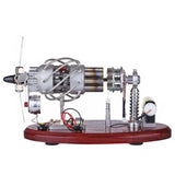 Stirlingkit New 16 Cylinder Swash Plate Stirling Engine Butane Generator Upgrade Model with Digital Display Voltage Meter, view 4