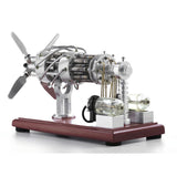Stirlingkit Newest Version 16 Cylinder Dual Fuel Bottle Hot Air Motor Generator Creative Stirling Engine Model Toy, view 5