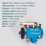 Stirlingkit NR200 8.6cc 2 Cylinder In-line Four-stroke Nitro Engine Motor Water-cooled Electric Start Engine for 1/8 RC Car 22000rpm, view 5