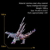Stirlingkit Punk Style Dragon Model with Skeleton Wings 3D DIY Metal Model Kits 1390+PCS, view 5