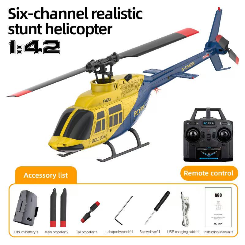 Stirlingkit RC ERA A60 BELL 206 Mini Optical Flow RC Helicopter Model for Beginner RTF 90-Class 2.4G 4CH 1/42
