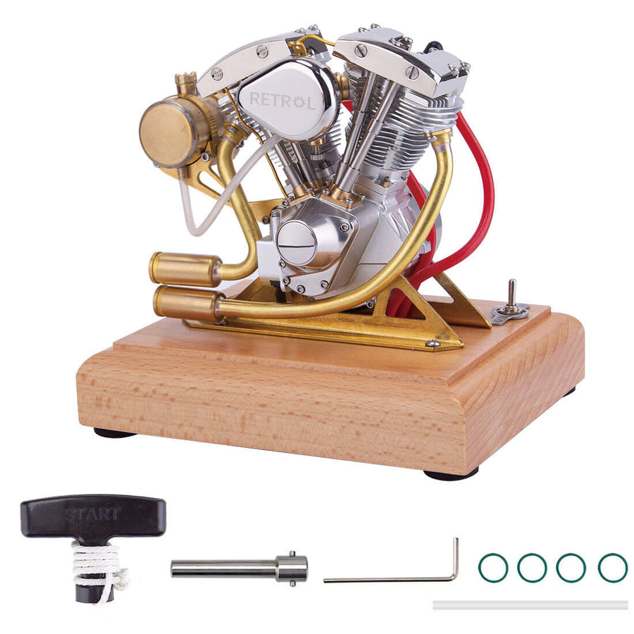 Stirlingkit Retrol Gas 4.2CC OHV V-Twin Miniature Shovelhead R31 OHV Four-stroke Internal Combustion Engine Model