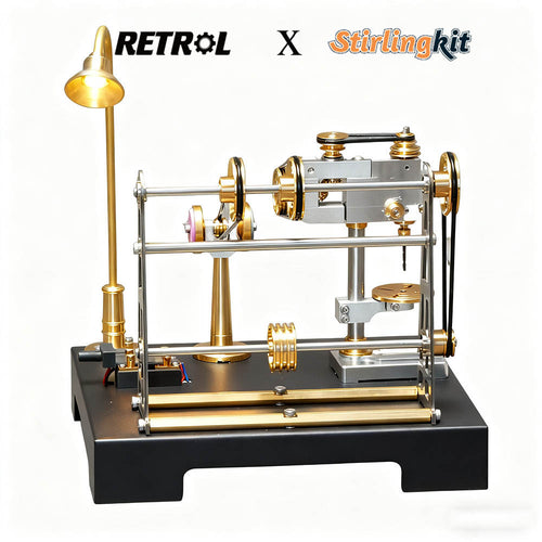 Stirlingkit RETROL GF-01 Miniature Metal Working Workshop Model Kits with Mechanical Transmission System for Retrol Steam Engine Models