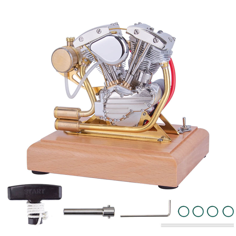 Stirlingkit RETROL R32 4.2CC OHV V-Twin V2 Four-stroke Gasoline Engine Miniature Motorcycle Engine ICE Engine Model