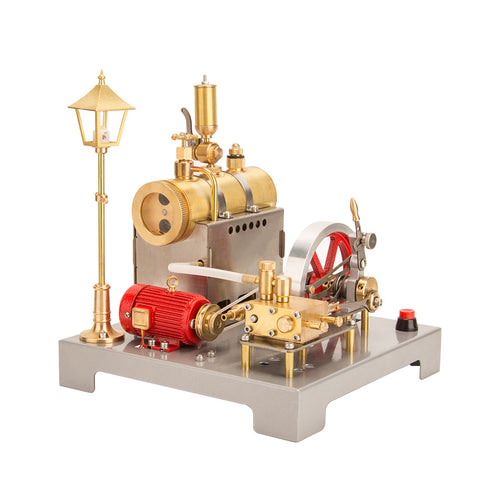 Stirlingkit RETROL SE-02 DIY Horizontal Mill Steam Engine Boiler Model Kits with Generator Streetlight