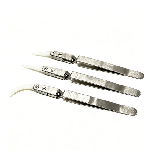 Stirlingkit Reverse-Action Tweezers Set (3 pcs) — Self-Closing Precision Tweezers for Model Building