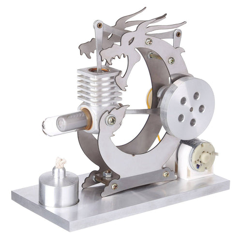 Stirlingkit Roaring Black Dragon Single Cylinder Stirling Engine Generator Model Science Experiment Toys Gif