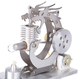 Stirlingkit Roaring Black Dragon Single Cylinder Stirling Engine Generator Model Science Experiment Toys Gif, view 6