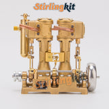 Stirlingkit RW-L2 Retro Precision Mini Reciprocating Inline Twin-Cylinder Steam Engine Model, view 4