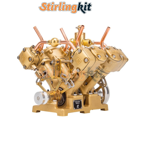 Stirlingkit RW-V4 Miniature 4 Cylinder Steam Engine V4 Engine Model for 90-150cm Boat Models