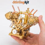 Stirlingkit RW-V4 Miniature 4 Cylinder Steam Engine V4 Engine Model for 90-150cm Boat Models, view 2