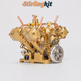 Stirlingkit RW-V4 Miniature 4 Cylinder Steam Engine V4 Engine Model for 90-150cm Boat Models, view 4