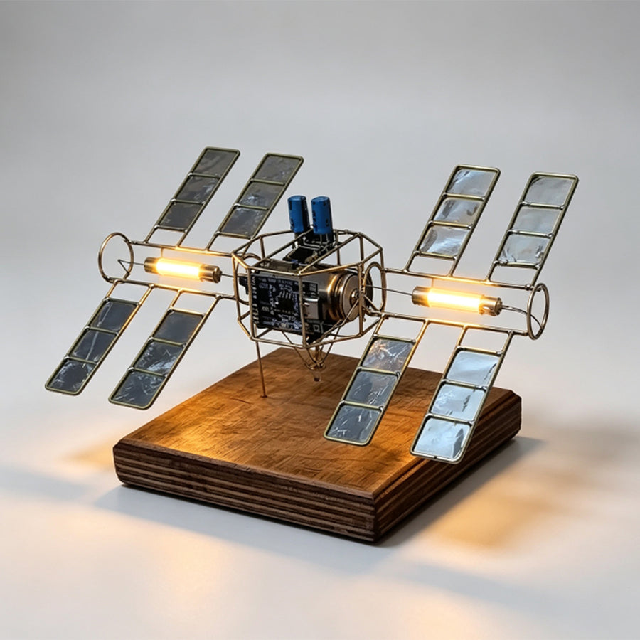 Stirlingkit Sci-Fi Space Station Copper Wire Welding DIY Model Kit Edison LED Lamp