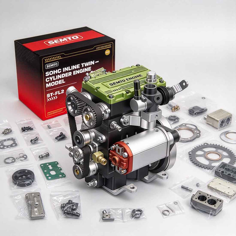 Stirlingkit SEMTO ST-FL2 8.6cc 2 Cylinder Engine DIY Kits Nitro 4 Stroke Model Engine for Beginner